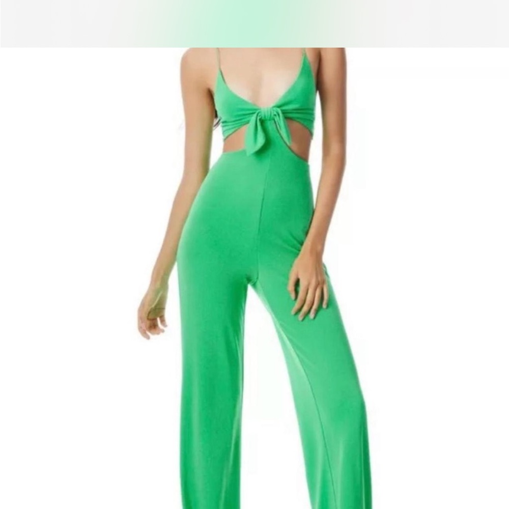 Alice + Olivia Vibrant Green Cut-Out Jumpsuit